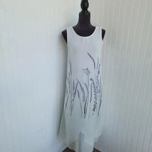 PICADILLY Canada White Sleeveless Shift Dress White Gray Lighweight Sz XS